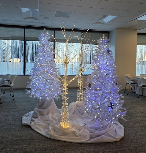 7' Height Winter Scene Lit - Christmas - Lit Twig Tree for rent Minneapolis