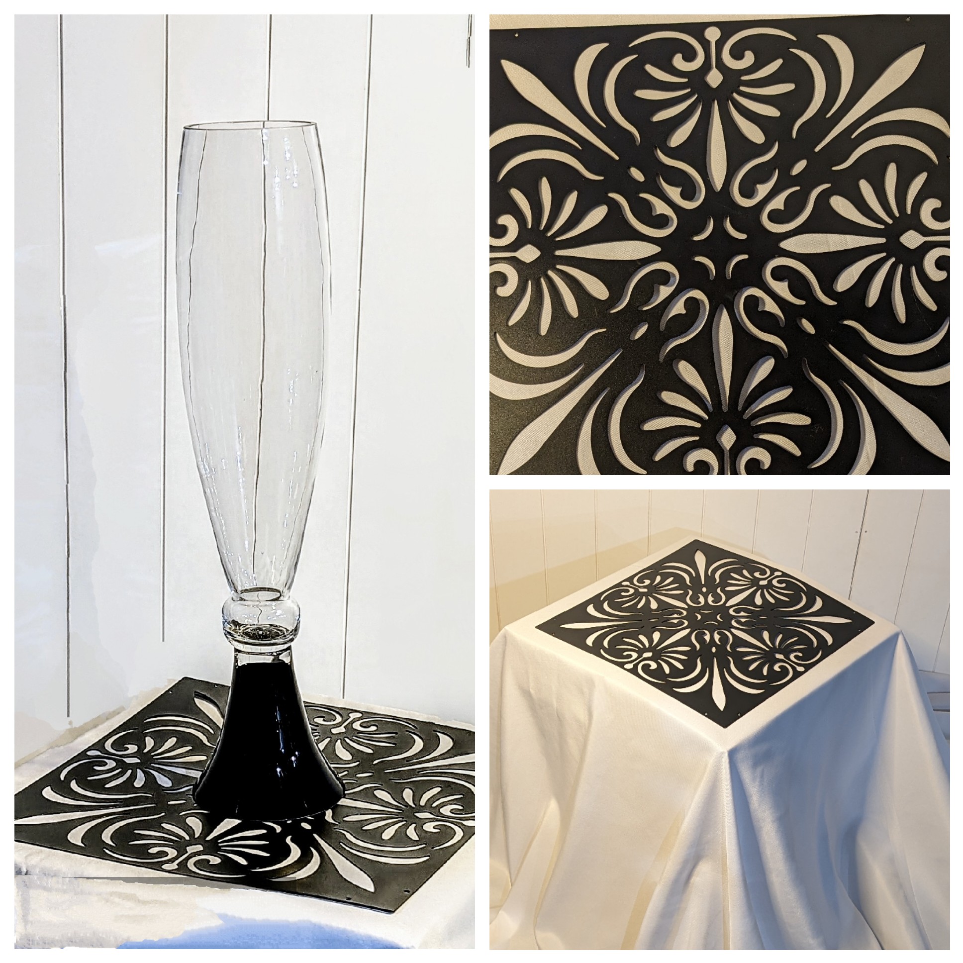 Under Centerpiece Damask Square Tile - Event Rentals - damask decor under wedding centerpieces