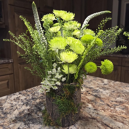 Faux Stump Vase with Live Floral - Gallery