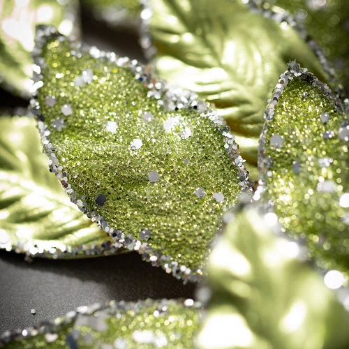 Lime Green Bling Leaf Spray