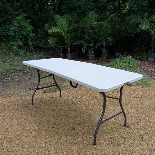 Banquet 6' Folding Table & Linen - Event Rentals - Red Satin Table Runners for rent