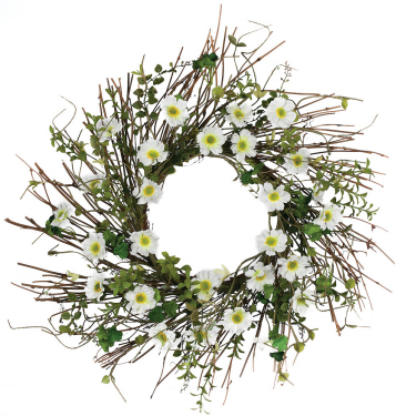 Daisy Herb Wreath - Artificial floral - Daisy and sticks table centerpiece idea